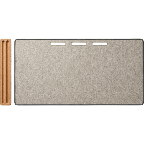 Yfbdr Wool-Blend Felt Desk Mat with Cable Slots and Cork Rail 800 x 360 mm Stone - Product view